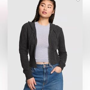 Victoria's Secret PINK Front-Zip Shrunken Sweater Hoodie.Great preloved!